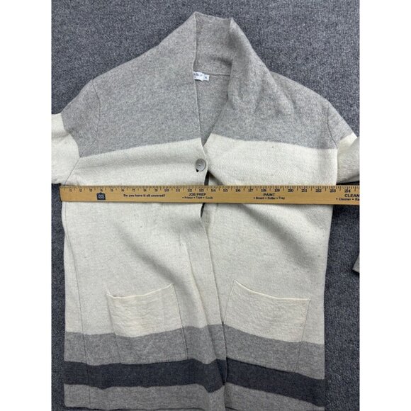 Bianco & Blu Wool Cardigan Women's XL Gray White Stripe Button Sweater Italian - Picture 5 of 12